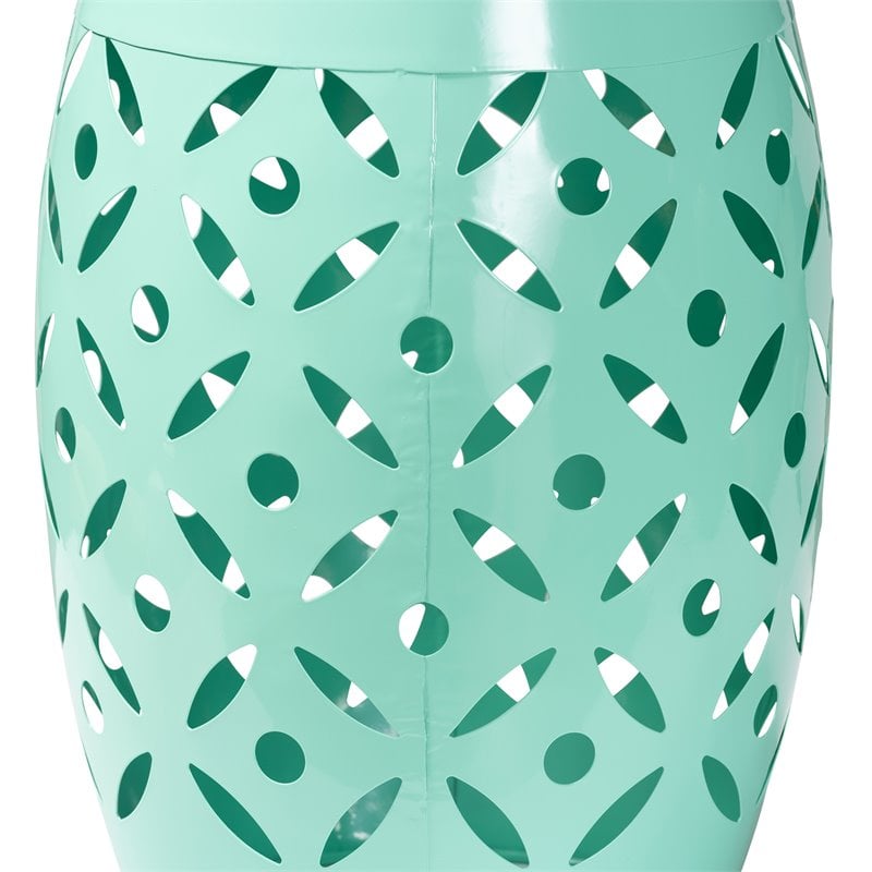 Baxton Studio Hallie Aqua Blue Finished Metal Outdoor Side Table