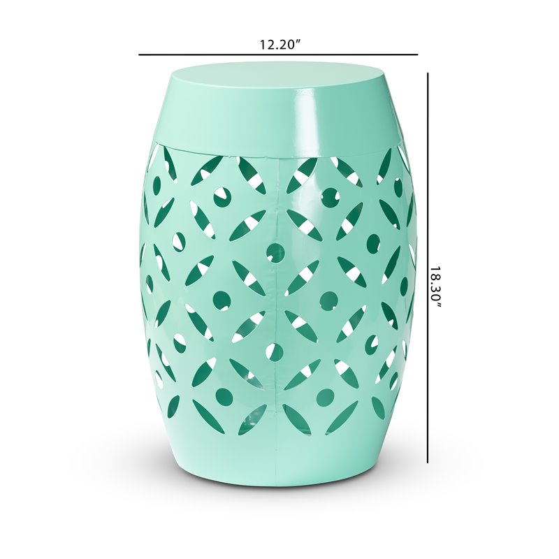 Baxton Studio Hallie Aqua Blue Finished Metal Outdoor Side Table