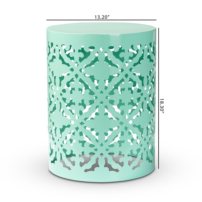 Baxton Studio Jamila Aqua Blue Finished metal Outdoor Side Table
