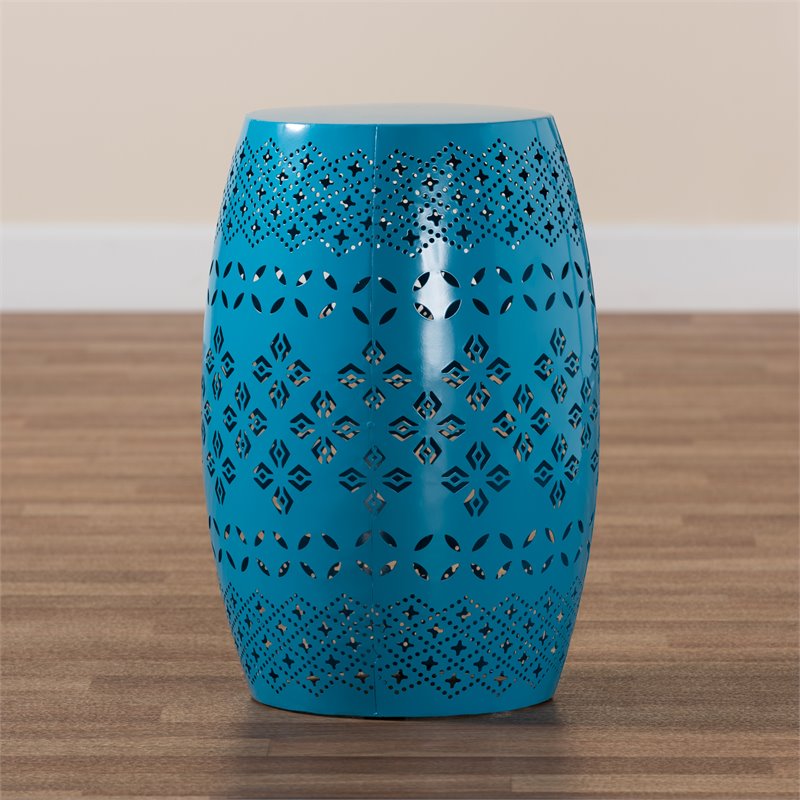 Baxton Studio Lavinia Blue Finished Metal Outdoor Side Table