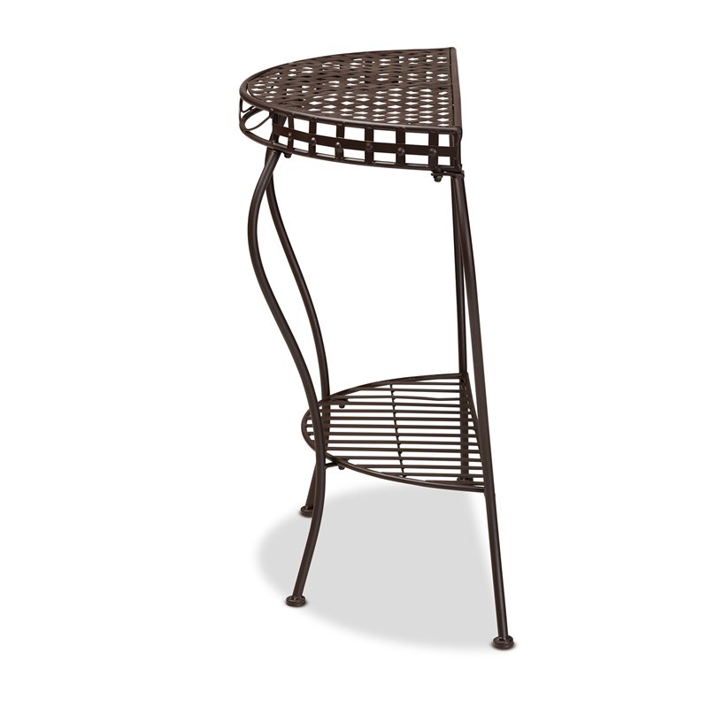 Baxton Studio Laraine Brown Metal Outdoor Console Table