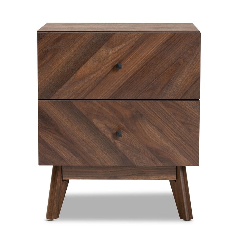 Baxton Studio Hartman Walnut Brown Finished Wood 2-Drawer Nightstand