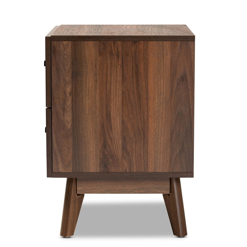 Baxton Studio Hartman Walnut Brown Finished Wood 2-Drawer Nightstand