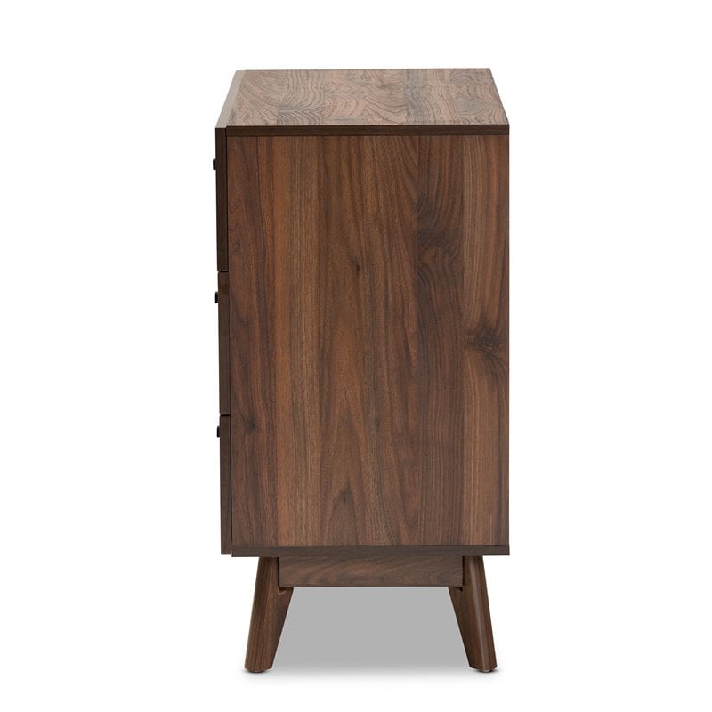 Baxton Studio Hartman Walnut Brown Finished Wood 3-Drawer Storage Chest