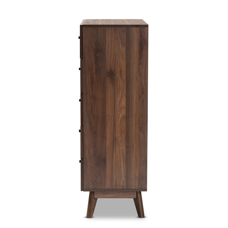 Baxton Studio Hartman Walnut Brown Finished Wood 5-Drawer Storage Chest