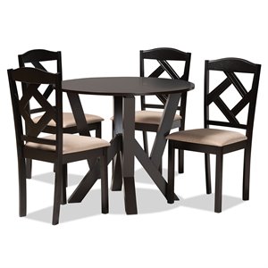 Baxton Studio Riona Dark Brown Finished Wood 5-Piece Dining Set