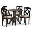 Baxton Studio Riona Dark Brown Finished Wood 5-Piece Dining Set