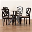 Baxton Studio Riona Dark Brown Finished Wood 5-Piece Dining Set