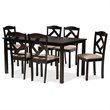 Baxton Studio Ruth Dark Brown Finished Wood 7-Piece Dining Set