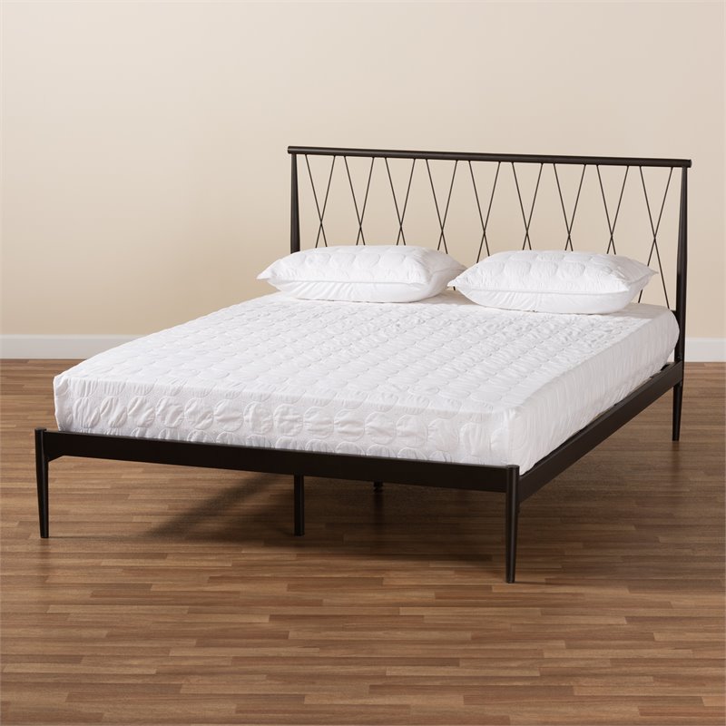 Baxton Studio Nano Black Finished Metal Queen Size Platform Bed