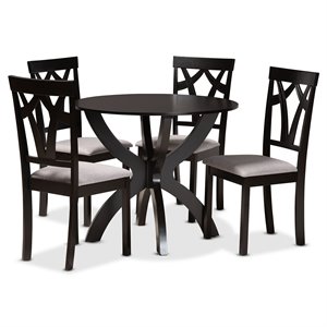Baxton Studio Rasa Grey and Dark Brown Finished Wood 5-Piece Dining Set
