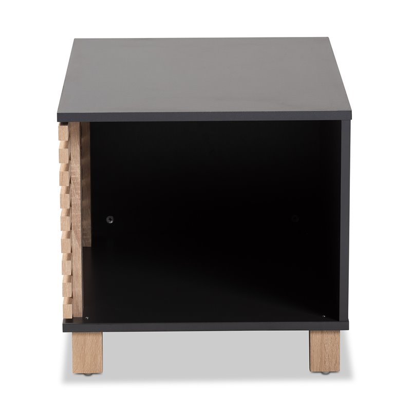 Baxton Studio Eckhart Dark Grey and Oak Finished Wood Cat Litter Box Cover House