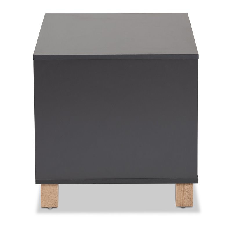 Baxton Studio Eckhart Dark Grey and Oak Finished Wood Cat Litter Box Cover House