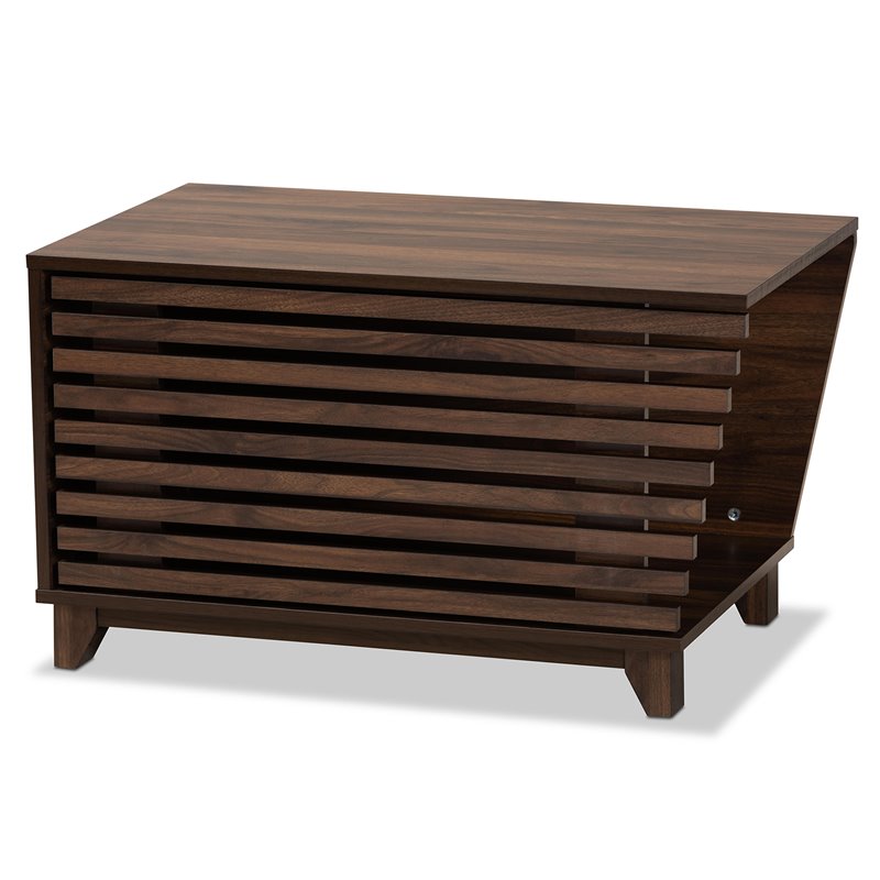 Baxton Studio Eckhart Walnut Brown Finished Wood Cat Litter Box Cover House