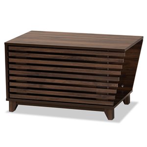 Baxton Studio Eckhart Walnut Brown Finished Wood Cat Litter Box Cover House