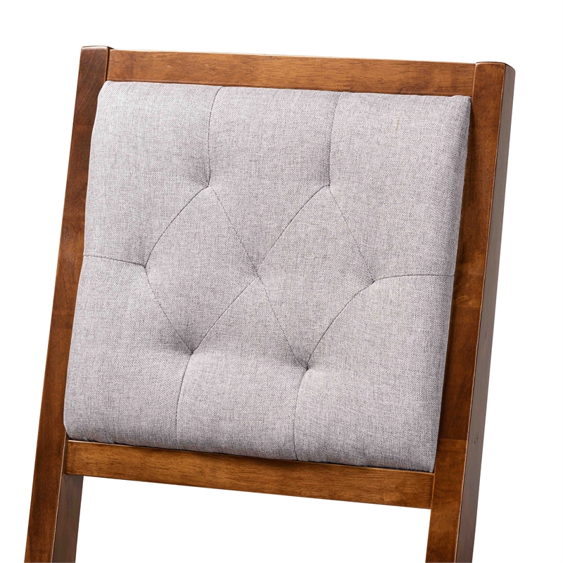 Baxton Studio Gideon Grey and Walnut Brown Finished Wood 2-Piece Bar Stool Set