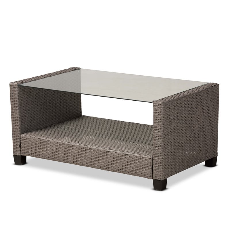 Baxton Studio Darian Grey and Grey Synthetic Rattan 4-Piece Patio Set