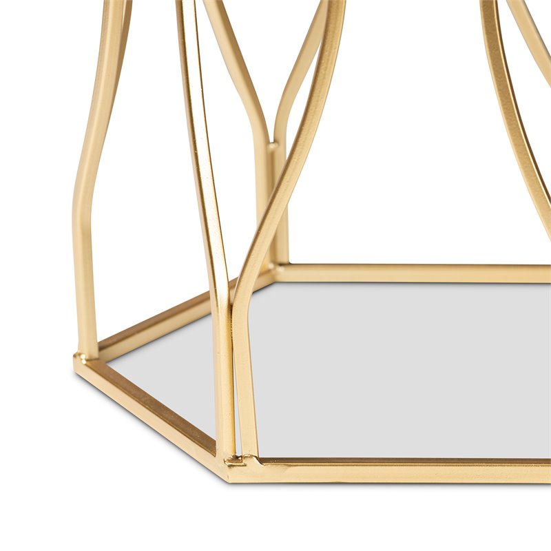 Baxton Studio Kalena Gold Metal End Table with Marble Tabletop