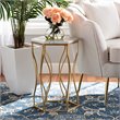 Baxton Studio Kalena Gold Metal End Table with Marble Tabletop