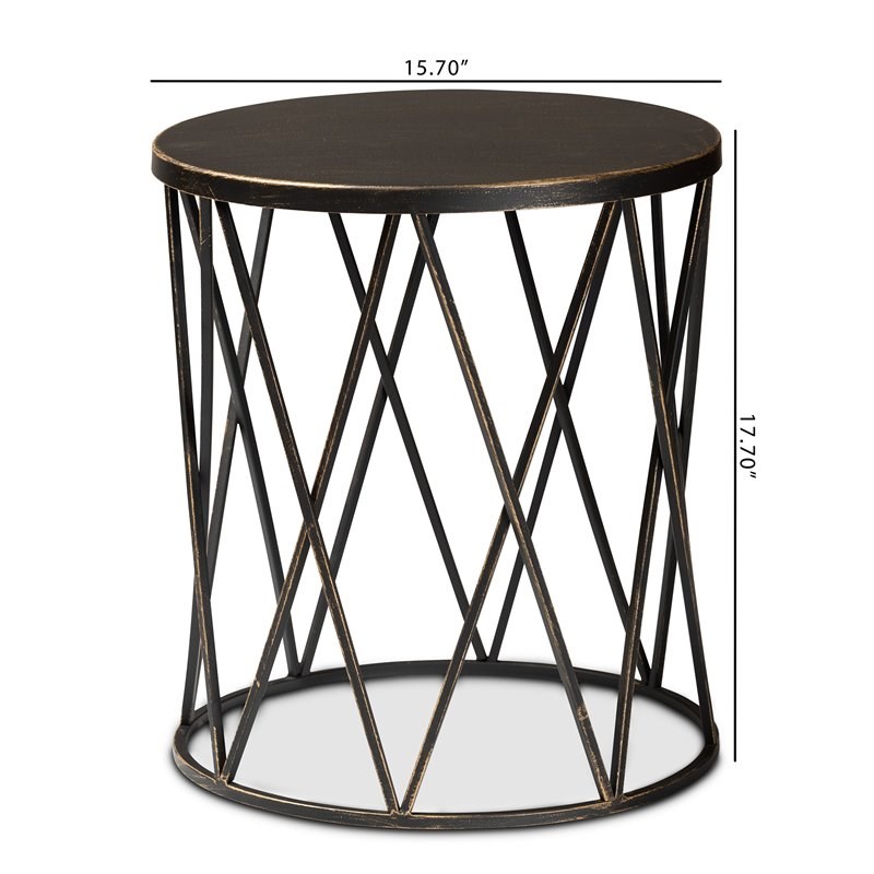 Baxton Studio Finnick Modern Industrial Antique Black finished Metal End Table