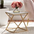 Baxton Studio Hadley Gold Finished Metal End Table with Marble Tabletop