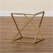 Baxton Studio Hadley Gold Finished Metal End Table with Marble Tabletop