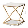 Baxton Studio Hadley Gold Finished Metal End Table with Marble Tabletop