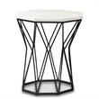 Baxton Studio Venedict Black Metal End Table with Marble Tabletop