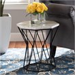 Baxton Studio Venedict Black Metal End Table with Marble Tabletop
