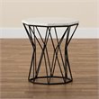 Baxton Studio Venedict Black Metal End Table with Marble Tabletop