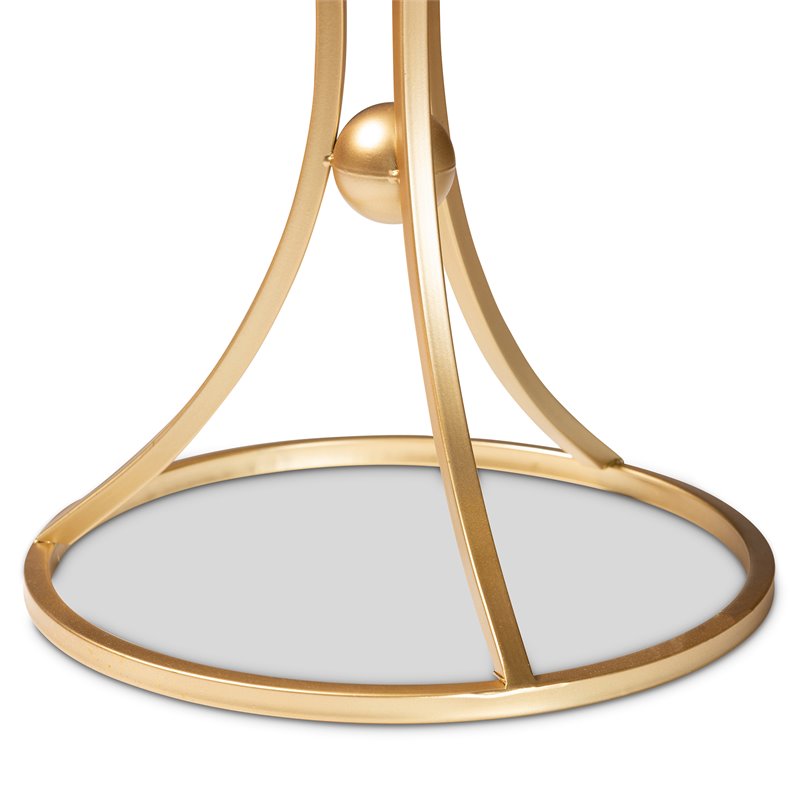 Baxton Studio Tarmon Gold Finished Metal End Table with Marble Tabletop