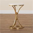 Baxton Studio Tarmon Gold Finished Metal End Table with Marble Tabletop