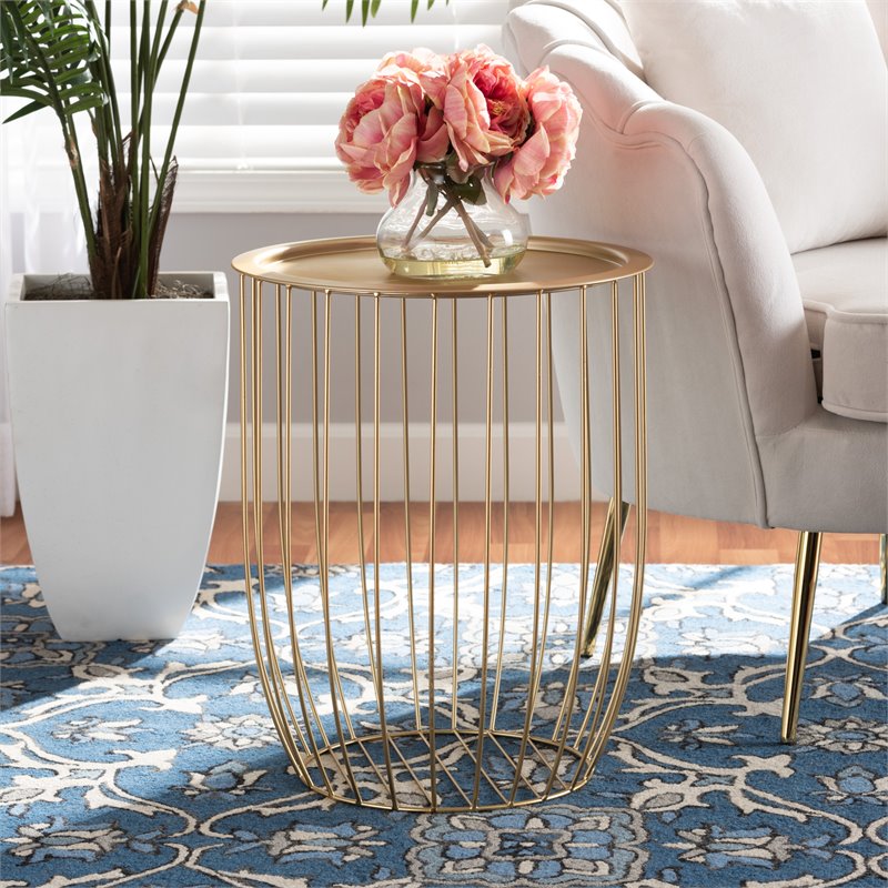 Baxton Studio Mabon Gold Finished Metal End Table