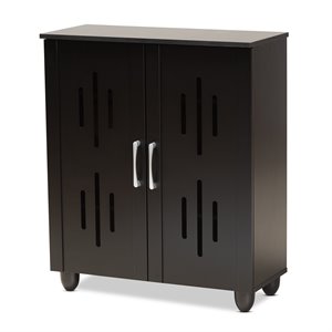 Baxton Studio Renley Espresso Brown Finished Wood 2-Door Shoe Storage Cabinet