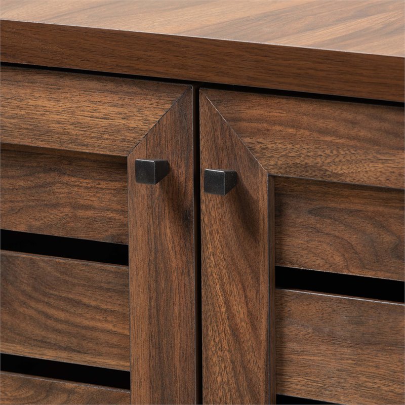 Baxton Studio Salma Walnut Brown Finished Wood 2-Door Shoe Storage Cabinet
