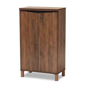 Baxton Studio Talon Brown and Dark Grey Finished 2-Door Shoe Storage Cabinet