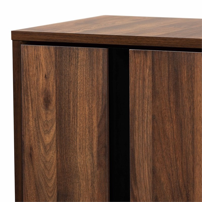 Baxton Studio Raina Brown and Black Finished Wood 2-Door Shoe Storage Cabinet