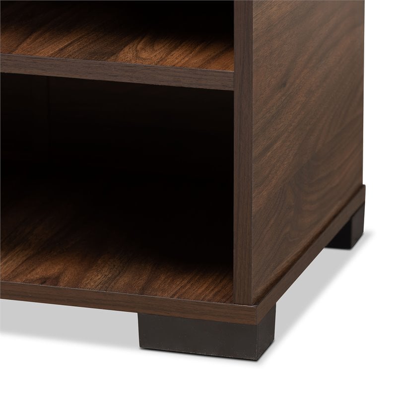 Baxton Studio Raina Brown and Black Finished Wood 2-Door Shoe Storage Cabinet