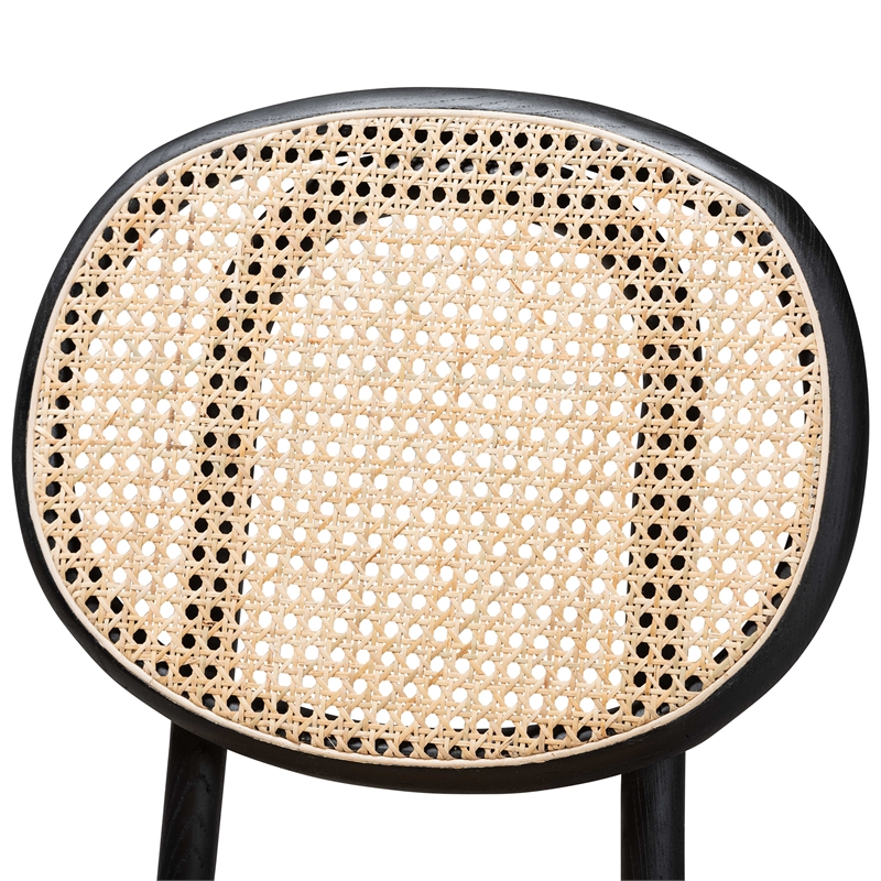 Baxton Studio Garold Brown and Black Wood 2-Piece Cane Dining Chair Set