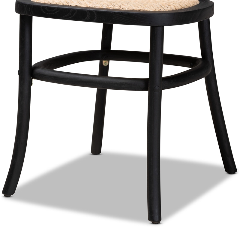 Baxton Studio Garold Brown and Black Wood 2-Piece Cane Dining Chair Set