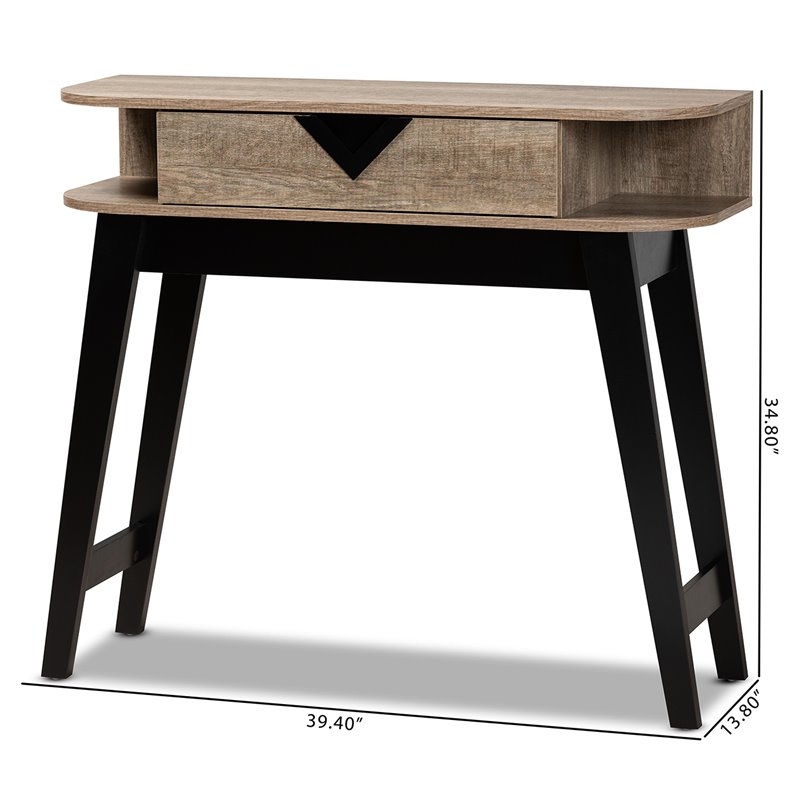 Baxton Studio Wales Light Brown Finished Wood 1-Drawer Console Table
