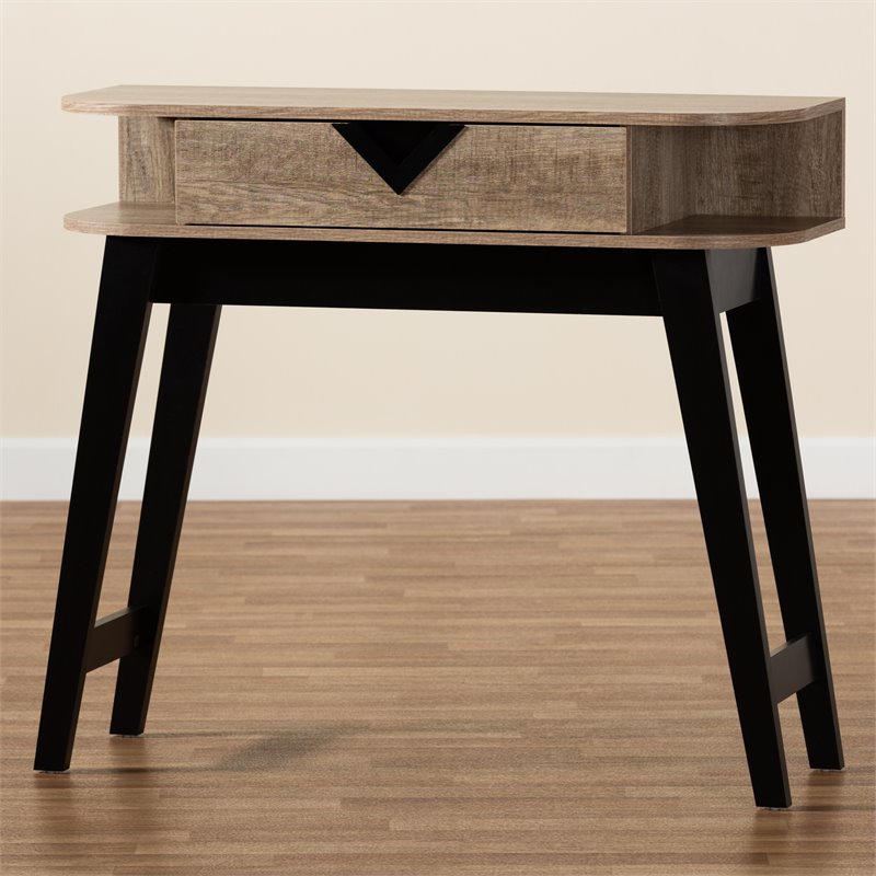 Baxton Studio Wales Light Brown Finished Wood 1-Drawer Console Table