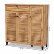 Baxton Studio Coolidge Brown Finished Wood 3-Door Shoe Storage Cabinet