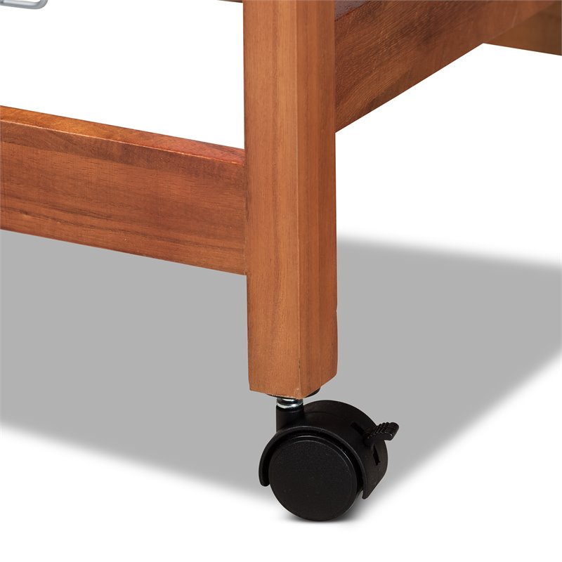 Baxton Studio Crayton Brown Finished Wood Kitchen Storage Cart