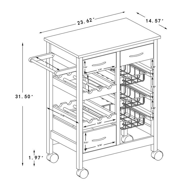 Baxton Studio Crayton Brown Finished Wood Kitchen Storage Cart