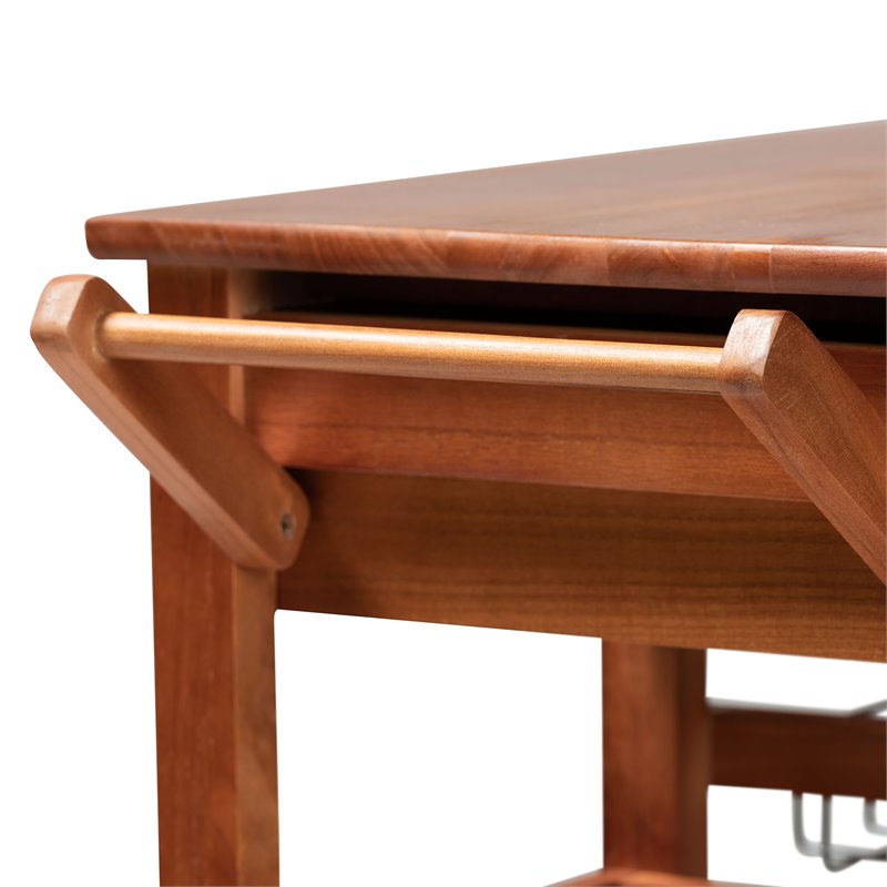 Baxton Studio Crayton Brown Finished Wood Kitchen Storage Cart