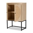 Baxton Studio Ardon Light Brown Finished Wood and Metal 2-Door Storage Cabinet