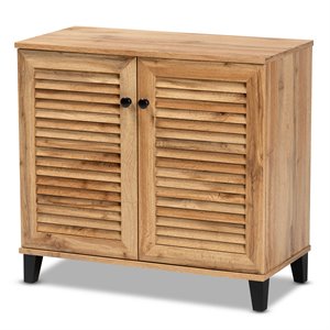 Baxton Studio Coolidge Oak Brown Finished Wood 2-Door Shoe Storage Cabinet