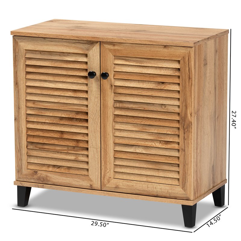 Baxton Studio Coolidge Oak Brown Finished Wood 2-Door Shoe Storage Cabinet