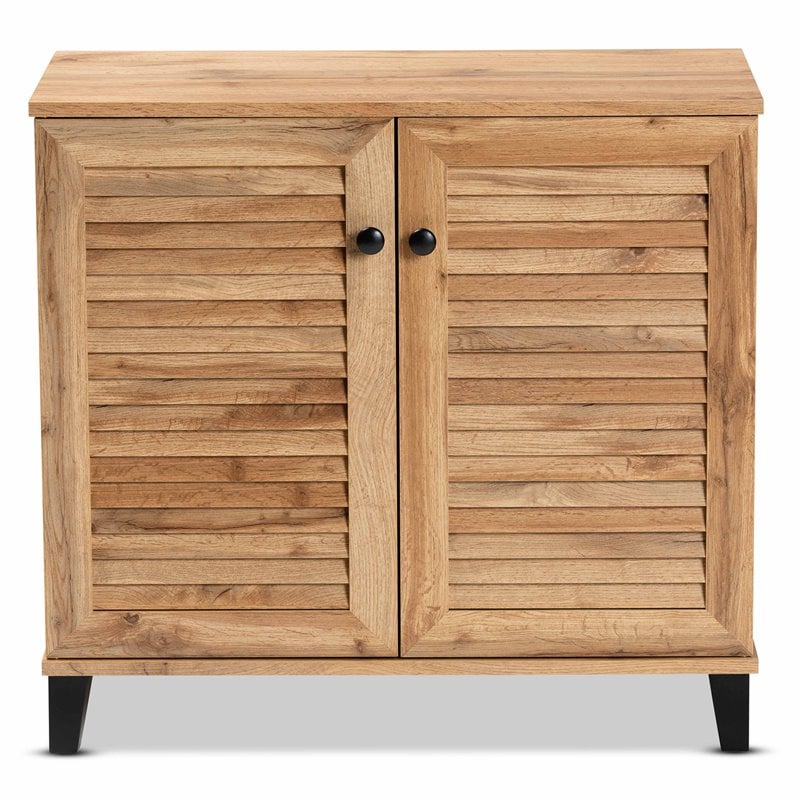 Baxton Studio Coolidge Oak Brown Finished Wood 2-Door Shoe Storage Cabinet